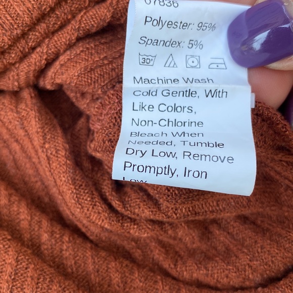 Rolled Neck Leopard Print Long Sleeve Panel Color Block Sweater Turtleneck - Picture 10 of 10